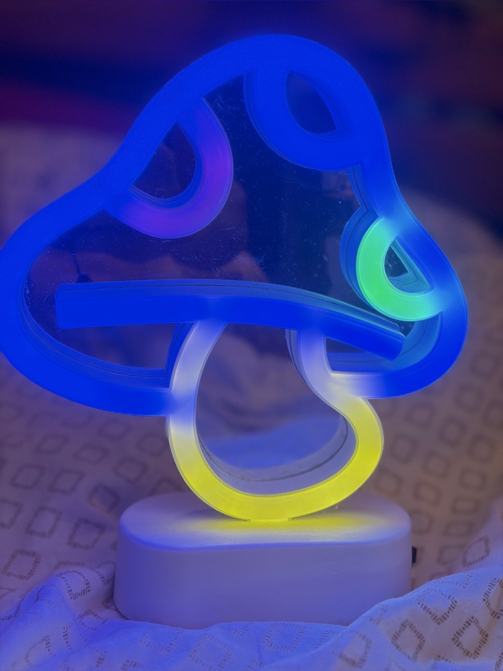 Neon Mushroom LED Accent Light - Blue and Yellow
